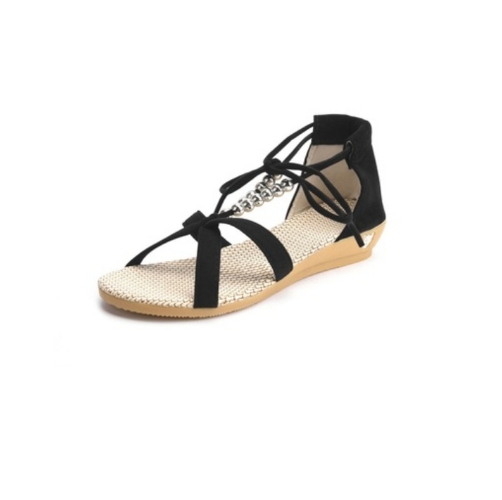 Beaded Lace up Sandals - Picture 4 of 10